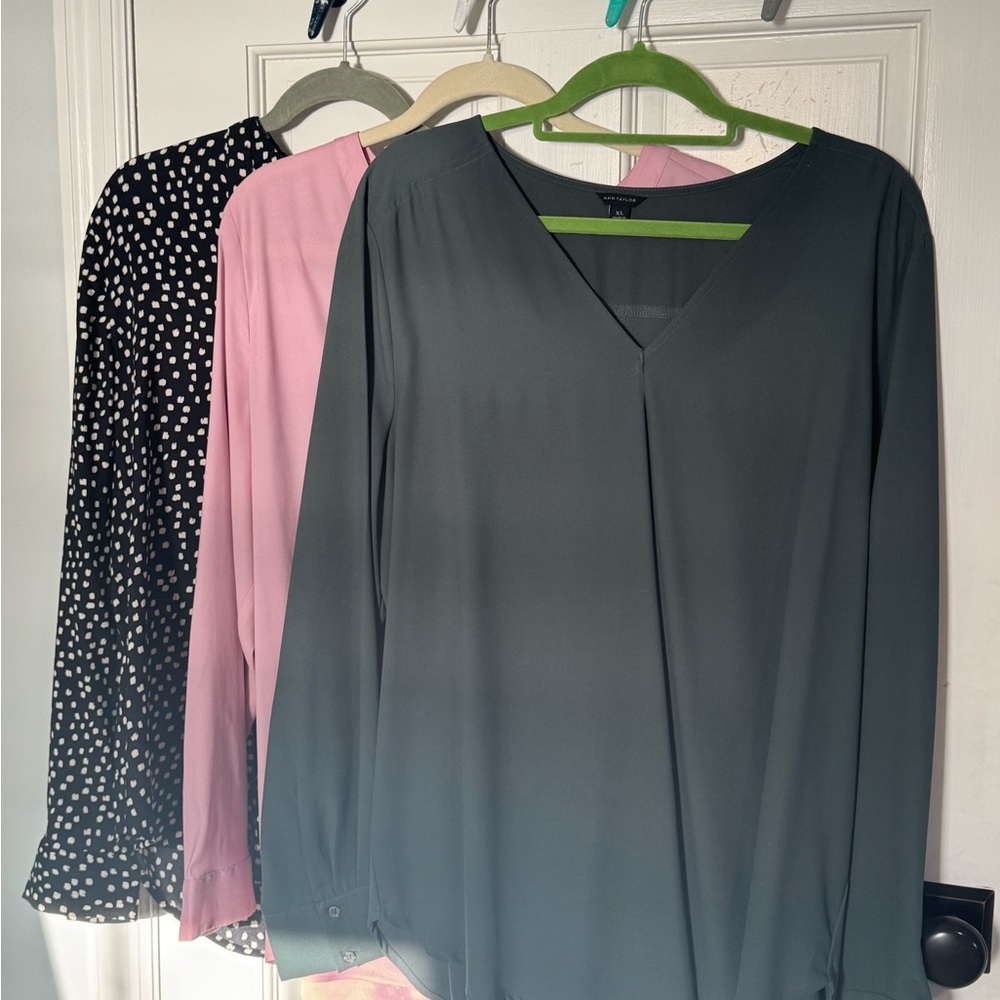 Ann Taylor Black, Pink, and Green Blouses